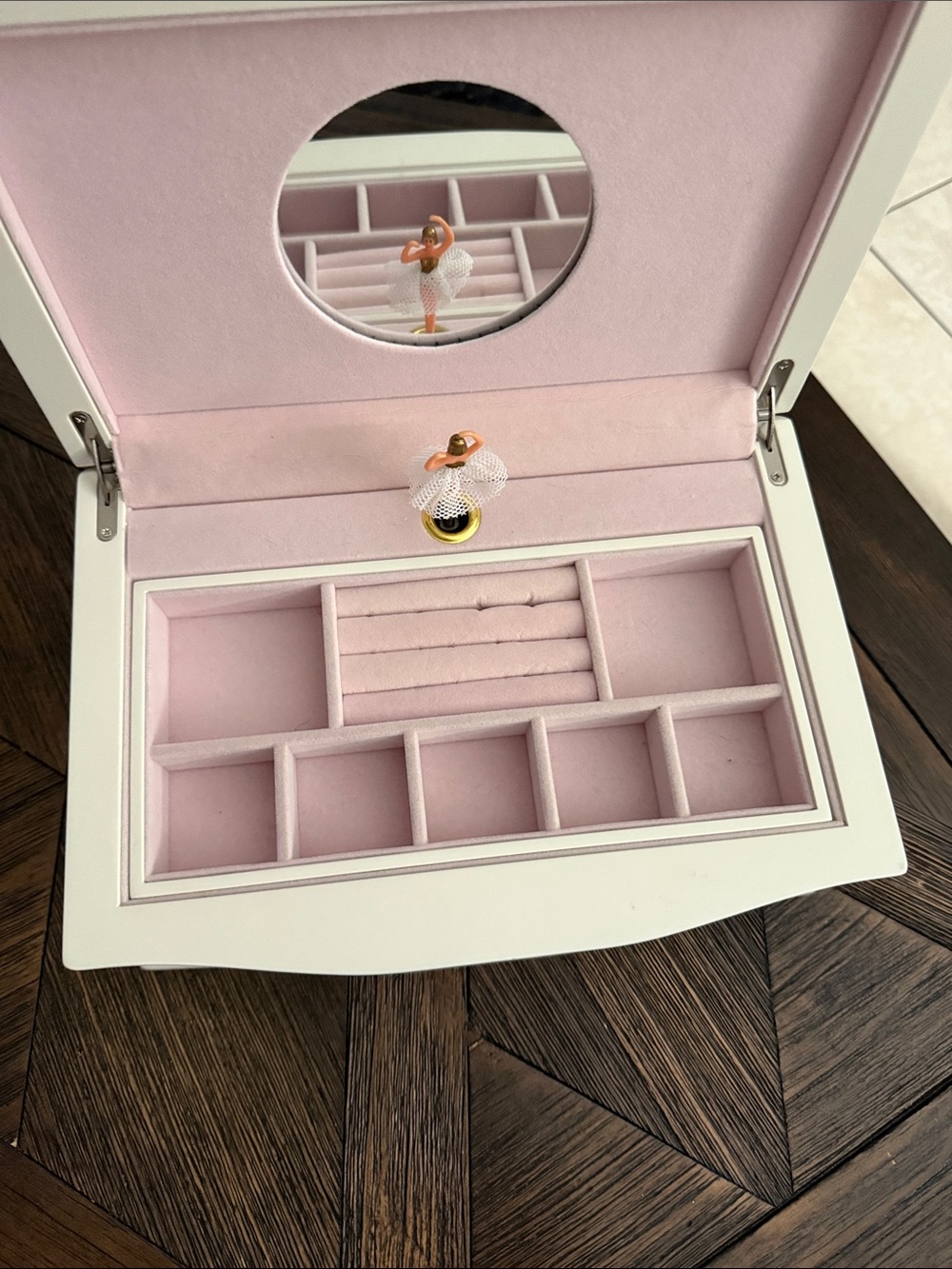 Reed & Barton Ballerina Musical Jewelry Box Pink Velvet “Nutcracker Suite”